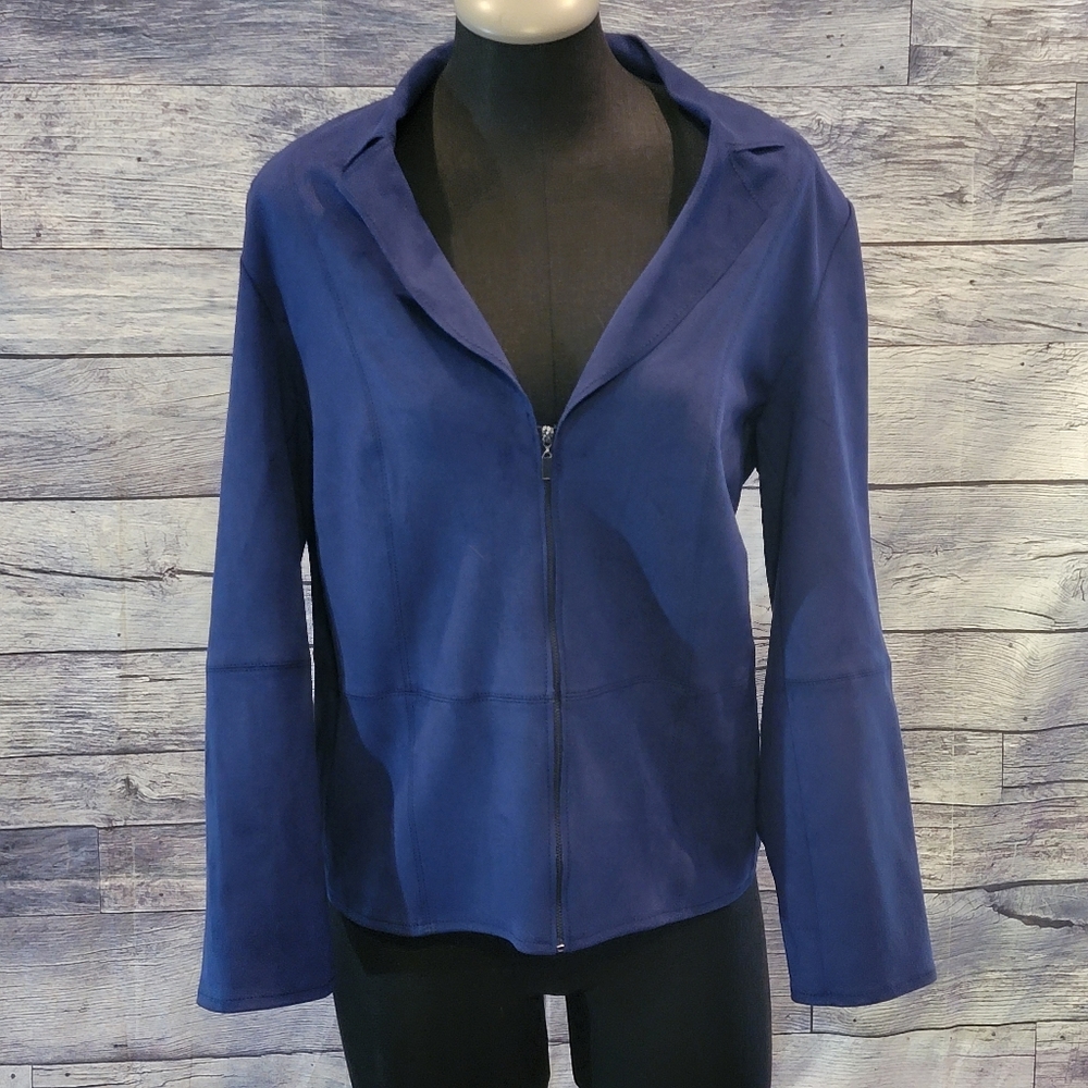 Conrad C Woman 18 blue 3/4 zip blazer